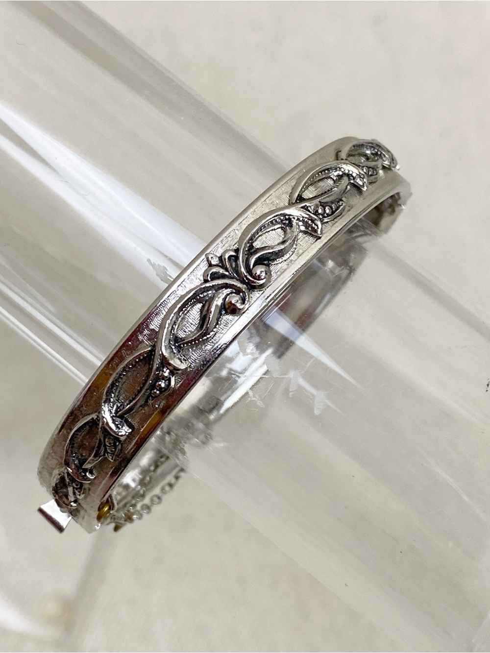 Whiting and Davis Silver Tone Hinged Bangle Bracelet